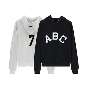 Chaqueta con capucha con forro polar de ganchillo Unisex de la marca de <span class=keywords><strong>moda</strong></span> Letras <span class=keywords><strong>ABC</strong></span> esenciales de doble línea para la temporada de invierno transfronteriza - Product Image 5