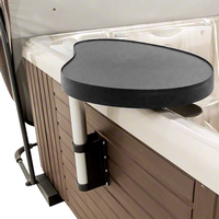 TSPK Moderno Tavolino Laterale in Plastica per Spa Esterna, Vassoio Portabevande con Supporto Verticale in Acciaio Inox Pieghevole, Adatto a Qualsiasi Spa