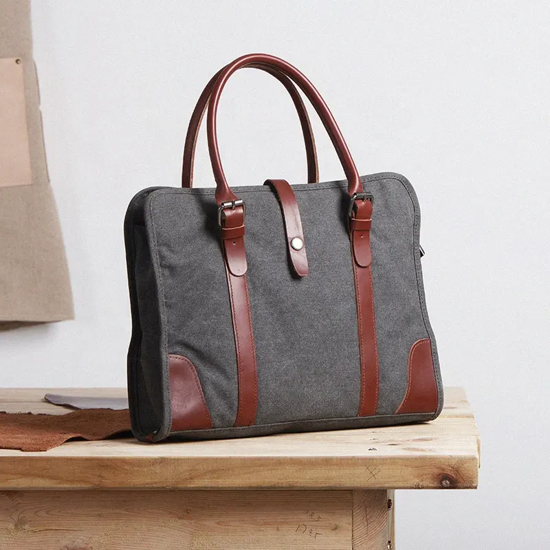 New Design canvas with genuine leather tote bag handbag fashion bag