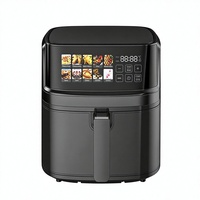 Friteuse à air chaud électrique moderne en plastique, capacité 8L, sans huile, pour la cuisson domestique, de forme carrée avec écran couleur