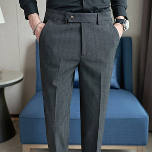 Nuovi <span class=keywords><strong>Pantaloni</strong></span> Eleganti da Uomo in Tessuto Non-Stiro, Slim Fit, Dritti, Nero, Albicocca, <span class=keywords><strong>Grigio</strong></span> <span class=keywords><strong>Scuro</strong></span>, <span class=keywords><strong>Pantaloni</strong></span> Casual da Uomo, <span class=keywords><strong>Pantaloni</strong></span> da Completo Maschili - Product Image 2