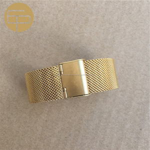 0.6mm fil léger logo personnalisé or de haute qualité maille en acier inoxydable bracelet pour <span class=keywords><strong>montre</strong></span> - Product Image 1