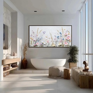 Peinture à l'huile florale 3D peinte à la main, Sérénade de fleurs sauvages, Impasto, Décoration murale, Minimalisme, Peinture abstraite moderne sur toile - Product Image 5