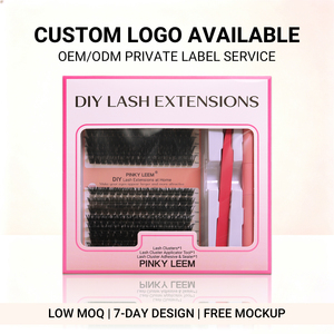 DIY <b>Lash</b> Extension Starter Pack Pre Cut Segment Clusters Vegan PBT Fluffy Volume with Bond Seal Tweezers - Product Image 1