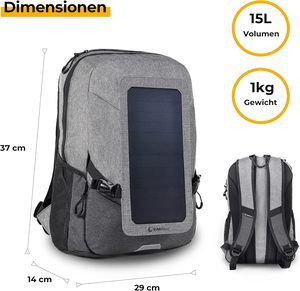 Muestra gratis viaje personalizado duradero impermeable multifunción Panel inteligente energía Solar mochila Unisex Solar senderismo mochila - Product Image 5