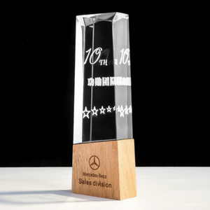 Plaques en bois et en cristal gravées avec logo personnalisé, trophées commémoratifs - Product Image 4
