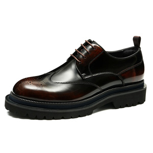 Chaussures en cuir respirantes et imperméables pour hommes, style décontracté et habillé, à lacets, motif camouflage, plates, pour l'extérieur, avec talon compensé - Product Image 1
