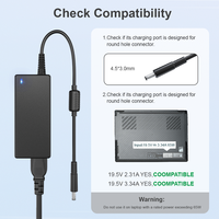 Chargeur pour ordinateur portable 65W 19.5V 3.34A 4.5*3.0mm Connecteur DC à embout bleu Adaptateur d'alimentation de bureau de remplacement pour Dell XPS Inspiron Vostro