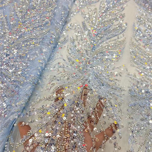 Robe de soirée florale en dentelle, paillettes, perles de luxe, tissu en dentelle, paillettes, perlée, au bord de la cour - Product Image 2