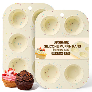 Food Grade Silicone Baking <b>Cups</b> 6-Cavity <b>Cupcake</b> Mold Reusable Non-Stick Oven Safe Heat Resistant Dishwasher Safe Baking Tools - Product Image 1