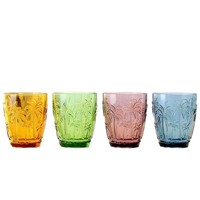 Tasse en verre artisanale vintage avec motif de palmier en relief, colorée, moderne, respectueuse de l'environnement, unisexe, compatible lave-vaisselle, pour boire de l'eau