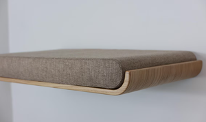 Lit mural en contreplaqué placage chêne avec coussin amovible, design minimaliste, étagère en bois - Product Image 4