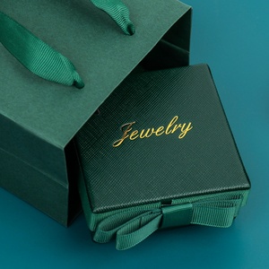 Custom French Vintage Dark Green Rectangle Jewelry Box Elegant Bowknot Design for Earrings Necklace Bracelet <b>Ring</b> <b>Storage</b> - Product Image 3