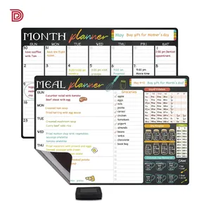 لوحة بيضاء مخصصة مغناطيسية قابلة للمسح الجاف مخطط شهري ولوحة قائمة ولوحة تخطيط وجبات الثلاجة من البوليستر
