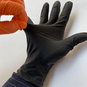 Sarung Tangan Mekanik Tugas Berat Tekstur Diamond Hitam Oranye 8 Mil, Tahan Lama, Untuk Perbaikan Mobil, Sarung Tangan Mekanik Industri Nitril - Product Image 5