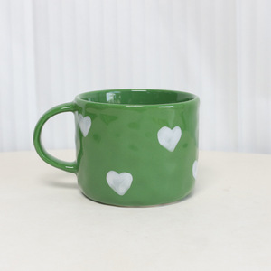 Taza de <span class=keywords><strong>desayuno</strong></span> original en forma de Corazón Verde Ins Taza de avena de cerámica bonita personalizada para regalos - Product Image 6