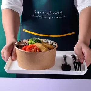 Wholesale Custom Printed Disposable Restaurant Use Kraft Paper Noodle Soup Salad Bowl