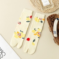 Nouvelles chaussettes Tabi japonaises en coton, mi-mollet, à deux orteils, jacquard, mignonnes et artistiques