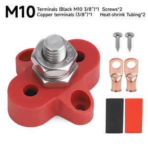 M6 Terminal Block Kit Red 1/4 Copper Terminals Screws Heat Shrink Tubing For <b>Yachts</b> Ships Cars Rvs 12V 24V - Product Image 3