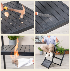 Hiện đại sang trọng NGOÀI TRỜI 3 miếng nhôm ăn uống ngoài trời đặt với hố lửa nhựa gỗ ngoài trời kim loại ghế và bàn - Product Image 3