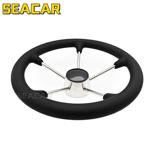 Volante para barco Seacar de 11 pulgadas, acero inoxidable, espuma de poliuretano negra, para uso marino - Product Image 2