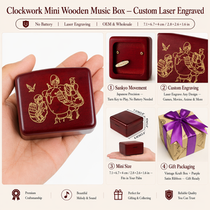 Caja de Música Castle Sky <span class=keywords><strong>Laputa</strong></span> Sankyo, Mini Caja de Música de Madera de 18 Notas, Mecanismo de Manivela, Grabado Personalizado, Regalo de Anime, Película o Videojuego, OEM - Product Image 2