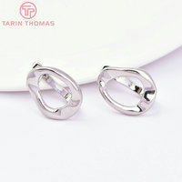 Fermoirs de boucles d'oreilles en laiton couleur or 24 carats de haute qualité, forme cercle irrégulier, symétriques, accessoires de fabrication de bijoux en gros