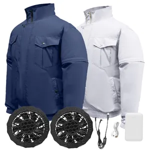 Unisex New Polyester and Cotton Jacket with Fan Cooling 5V Power Bank Support for Adult Workers