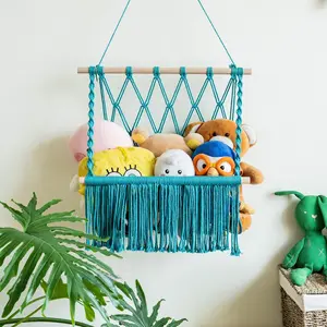 玩具储物吊床组织器墙壁吊索转角玩具吊床网眼组织器毛绒动物或卧室儿童玩具
