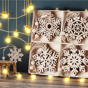 Adornos Navideños Rústicos de Madera Natural, Árbol, Ciervo, Estrella Colgante, Decoración Rústica Hecha a Mano, Regalo Artesanal Grabado, Adornos de Madera - Product Image 4