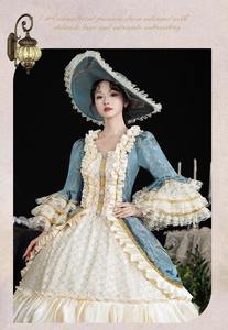 Vestido Medieval Renacentista Rococó para <span class=keywords><strong>Mujer</strong></span> QQWZ125, Vestido <span class=keywords><strong>de</strong></span> Princesa Gótica con Brocado, Vestido <span class=keywords><strong>de</strong></span> Época Gótica - Product Image 3