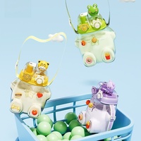 Gourde minimaliste pour enfants, grande capacité, avec paille double intégrée, décorée d'une poupée, portable à bandoulière
