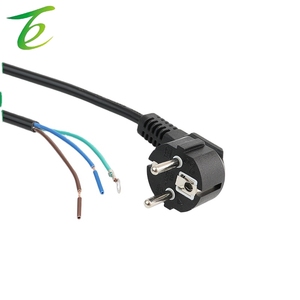 Cabo de alimentação padrão europeu com plugue europeu de três pinos, cabo de cobre puro com ponta retorcida e duas pontas. - Product Image 1