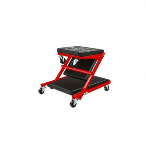 Asiento Rodante Plegable Ajustable de 36 Pulgadas, Capacidad de 450 Libras, Rojo y Negro, Acero, Modo de Freno Mecánico, para Reparación de Automóviles - Product Image 1