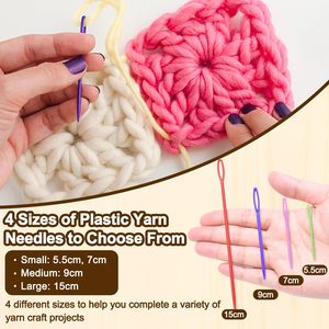 300 Agujas de Tejer de Plástico con Ojo <span class=keywords><strong>Grande</strong></span>, Agujas para Bordar Hilos, Agujas de Aprendizaje para Manualidades de Costura DIY - Product Image 4