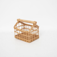 Panier en osier naturel fait main avec poignée en bois, panier de rangement rectangulaire tissé pour la décoration de la maison et l'arrangement floral