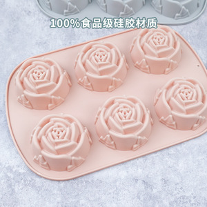 Rose Cake Silicone <b>Mold</b> 6 Cavity For Baking Mooncake <b>Jelly</b> Ice Cube Soap Candle Decoration - Product Image 2