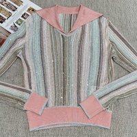 Nouveauté Automne : Haut en Tricot Rétro à Col Montant et Manches Longues, Haut Femme Tendance Coupe Ajustée