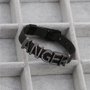 Bracelet à perles pour hommes et femmes, bijou unisexe, en acier inoxydable, avec boucle coulissante en maille et lettres, à faire soi-même, Design spécial, 10mm - Product Image 6