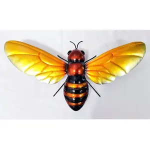 Ornamen gantung lebah madu kerajinan besi dekorasi taman seni dinding lebah logam besar lebih baik