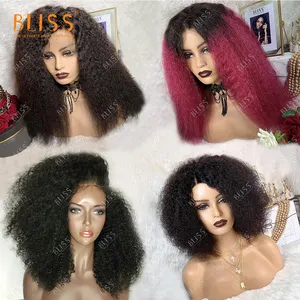 Bliss Afro Crépus Droite Perruques Frontales Afro Crépus Bouclés Brésiliens Cheveux Humains Perruques Courte Afro Crépus Bouclés Perruques Pour Les Femmes Noires