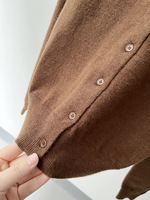 Damen-Strickjacke im Vintage-Stil mit Revers, einreihiger, langärmliger, einfarbiger Pendler-Pullovermantel für den Frühling 16a-2695