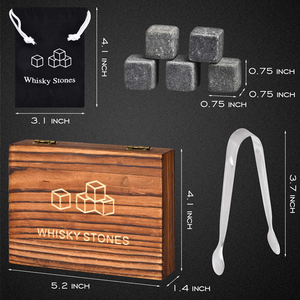 Coffret cadeau de 9 pierres à <span class=keywords><strong>whisky</strong></span> en <span class=keywords><strong>granit</strong></span> réutilisables boîte en bois glaçons de refroidissement écologiques pour cocktail de bière et de <span class=keywords><strong>whisky</strong></span> - Product Image 4