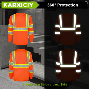 T-<span class=keywords><strong>shirt</strong></span> de sécurité à séchage rapide, anti-humidité, <span class=keywords><strong>haute</strong></span> <span class=keywords><strong>visibilité</strong></span>, durable, confortable, orange fluorescent, vêtements de sécurité - Product Image 2