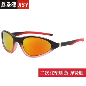 Lunettes de soleil sport ovales, monture noire, verres polarisés bleus, protection UV400, utilisation en extérieur, cyclisme - Product Image 4