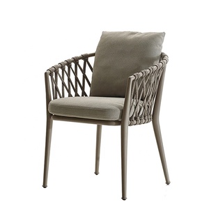 Modern Large <b>Stackable</b> Aluminum Frame Dining Table <b>Chair</b> Set Cushioned Furniture for <b>Outdoor</b> Garden Patio Balcony for Hotels - Product Image 3