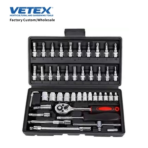 Set Kunci Ring Ratchet Baja Vetex 46 PCS, Perlengkapan Perkakas Soket Berat, Set Perkakas Mekanik Perbaikan Otomotif, Perkakas Tangan Portabel - Product Image 3