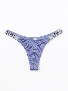 กางเกงในผู้หญิงไซส์ใหญ่แบบ Thong ผ้าไหมน้ำแข็ง แต่งเพชร ประดับคริสตัล ตัวอักษรโลโก้แบบกำหนดเอง เอวต่ำ เซ็กซี่ - Product Image 5