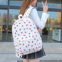 Nouveau sac à dos transfrontalier trois pièces pour filles en velours côtelé imprimé fraise, léger, durable, antivol, avec bretelles à coussin d'air