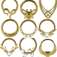 Cincin Hidung Titanium G23 Zirkon, Cincin Huggie Hoop Berlapis, Cincin Segmen Zirkon Bentuk Trapesium Marquise, Piercing Hidung, Cincin Tulang Rawan